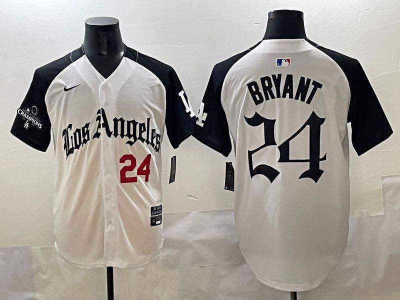 Men 2025 Los Angeles Dodgers #24 Bryant White black Five generations Joint Name Nike MLB Jersey style 5265